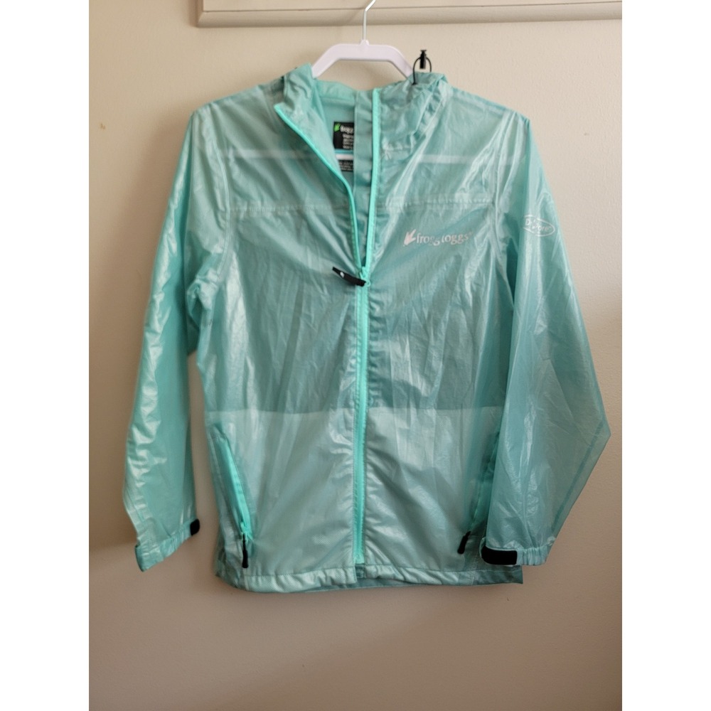 Frogg Toggs Rain Jacket Womens Small Aqua Mint Green Full Zip Hooded Wet Farm